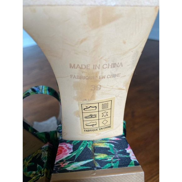 Free People Tropical Heeled Sandals Island Vaca Resort Statement Sz 39 Bold Boho - Picture 7 of 8